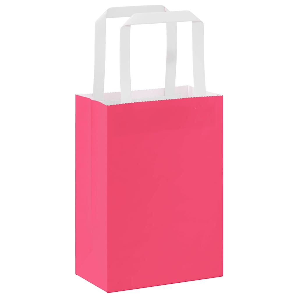 vidaXL Torby papierowe 250 szt. z uchwytami Różowe 15x8x21 cm