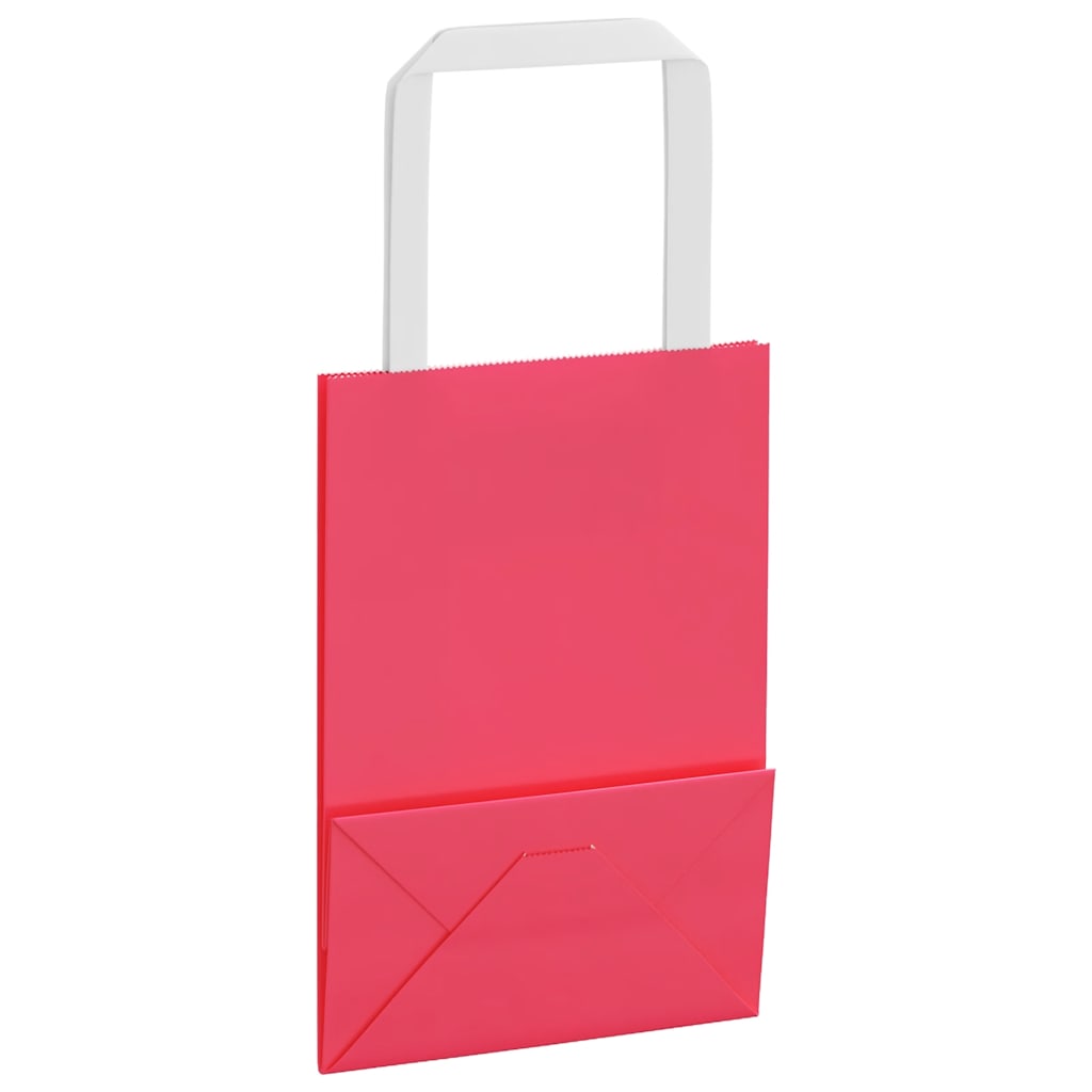 vidaXL Torby papierowe 250 szt. z uchwytami Różowe 15x8x21 cm