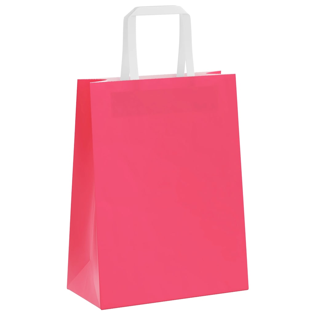 vidaXL Torby papierowe 250 szt. z uchwytami Różowe 21x11x28 cm