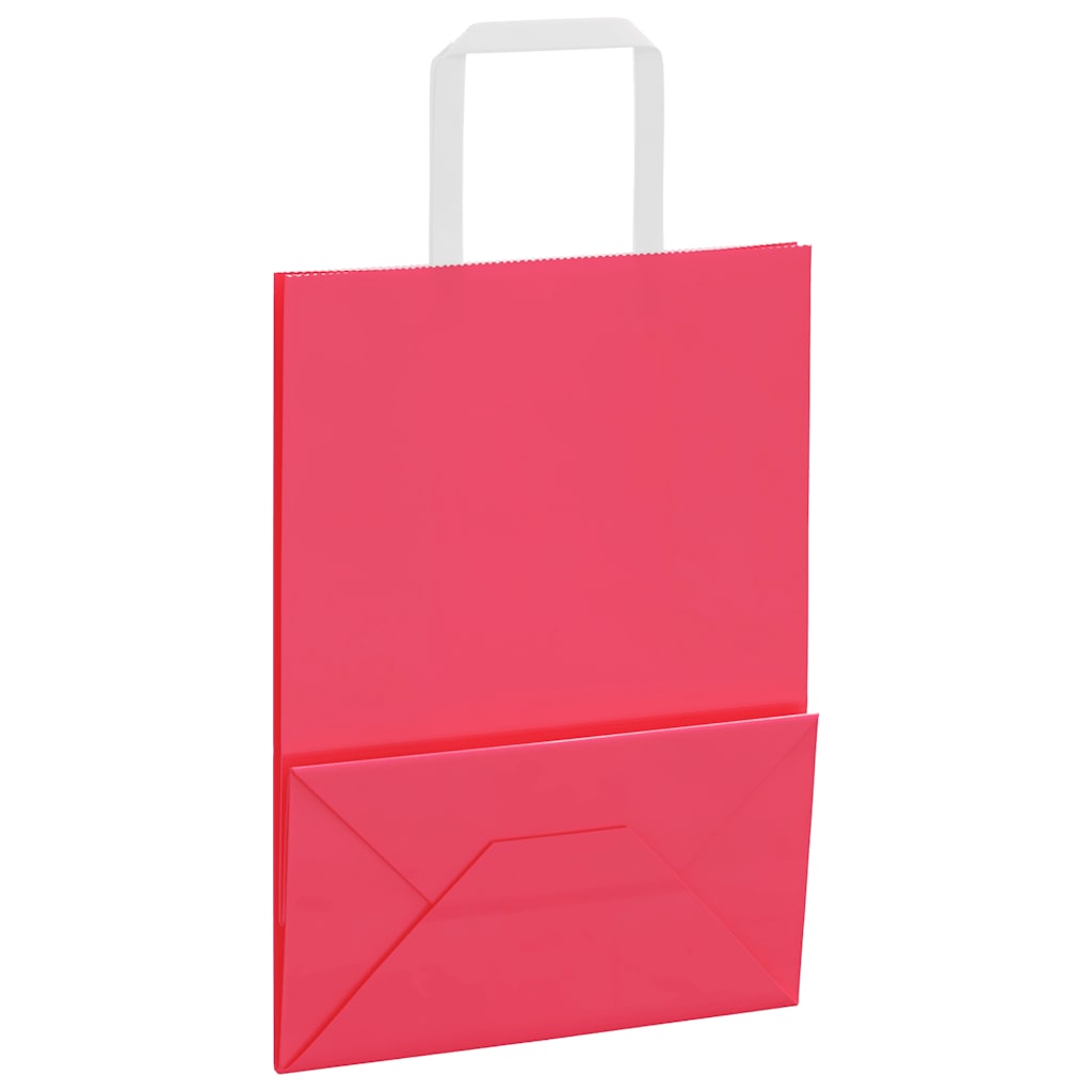 vidaXL Torby papierowe 250 szt. z uchwytami Różowe 21x11x28 cm