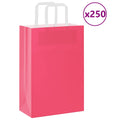 vidaXL Torby papierowe 250 szt. z uchwytami Różowe 21x11x31 cm