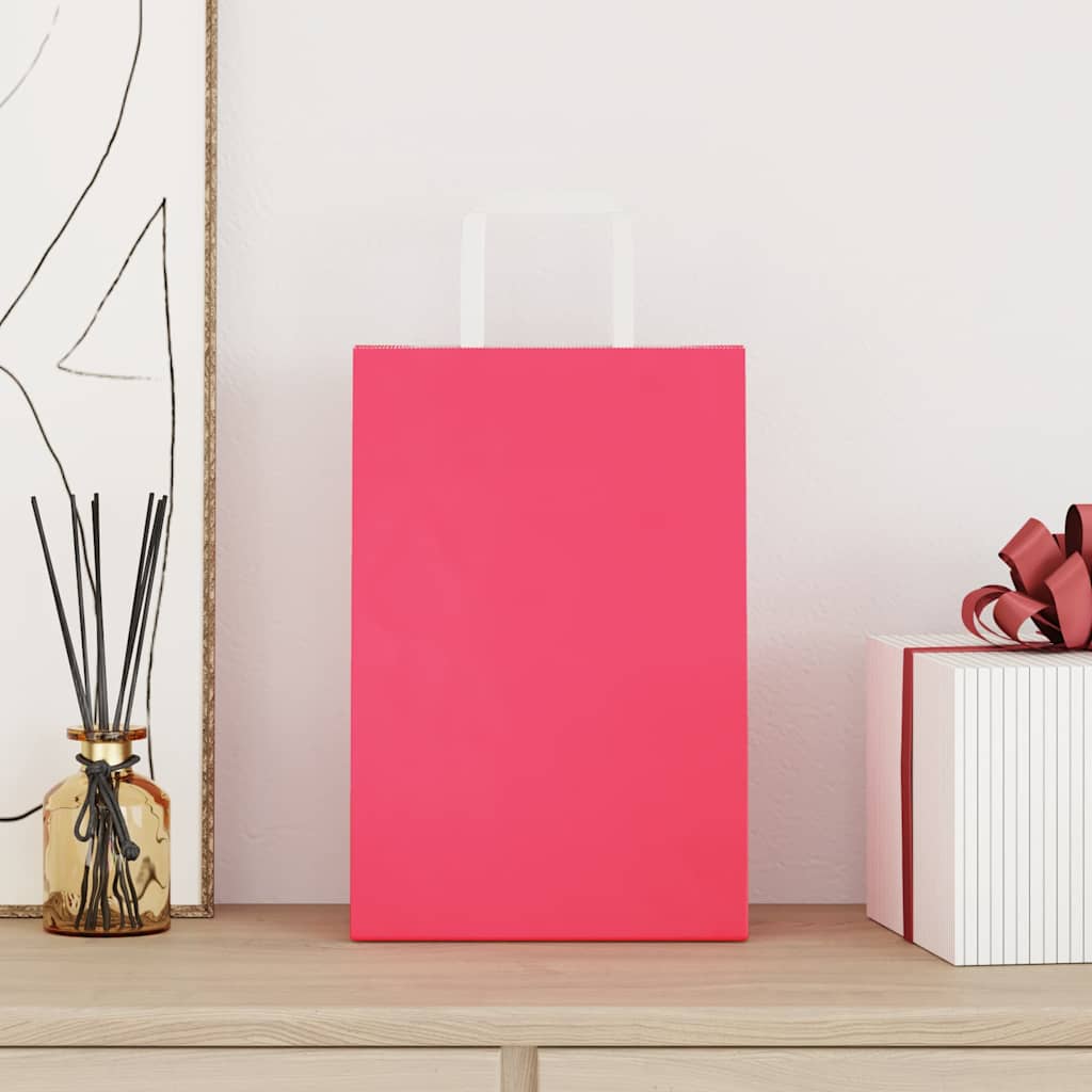 vidaXL Torby papierowe 250 szt. z uchwytami Różowe 21x11x31 cm