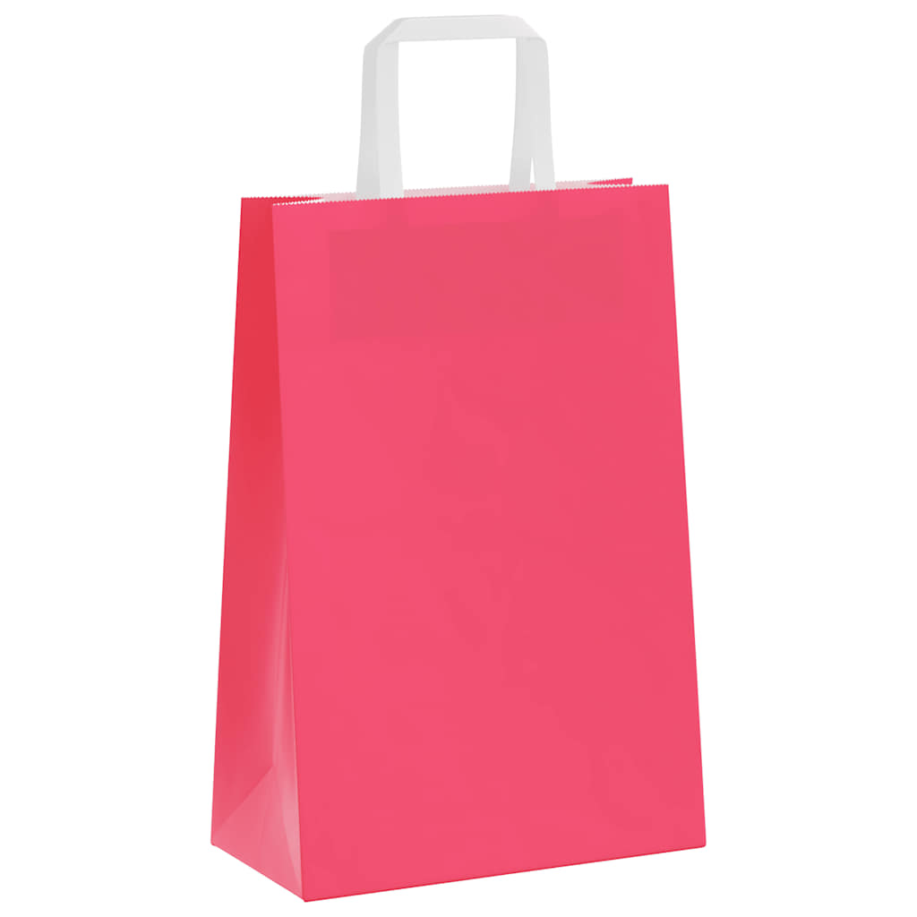 vidaXL Torby papierowe 250 szt. z uchwytami Różowe 21x11x31 cm