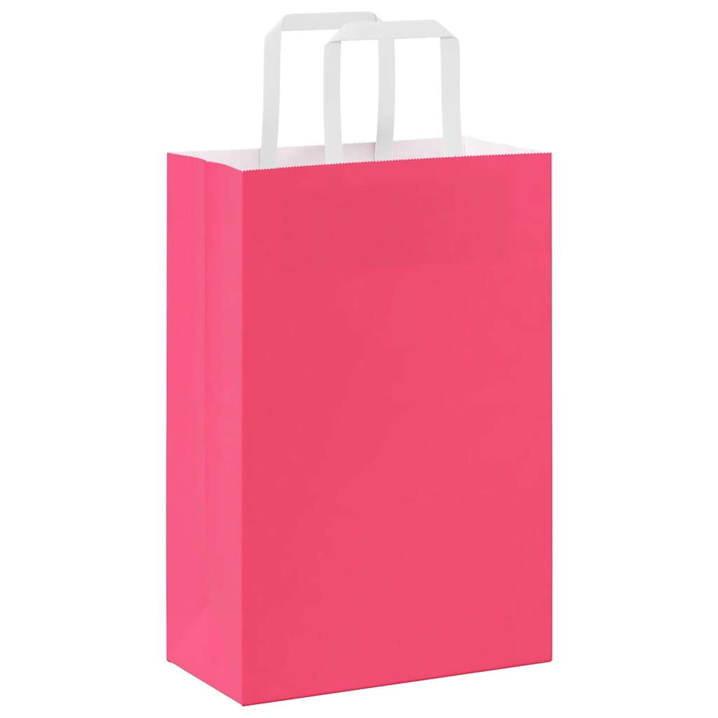 vidaXL Torby papierowe 250 szt. z uchwytami Różowe 21x11x31 cm