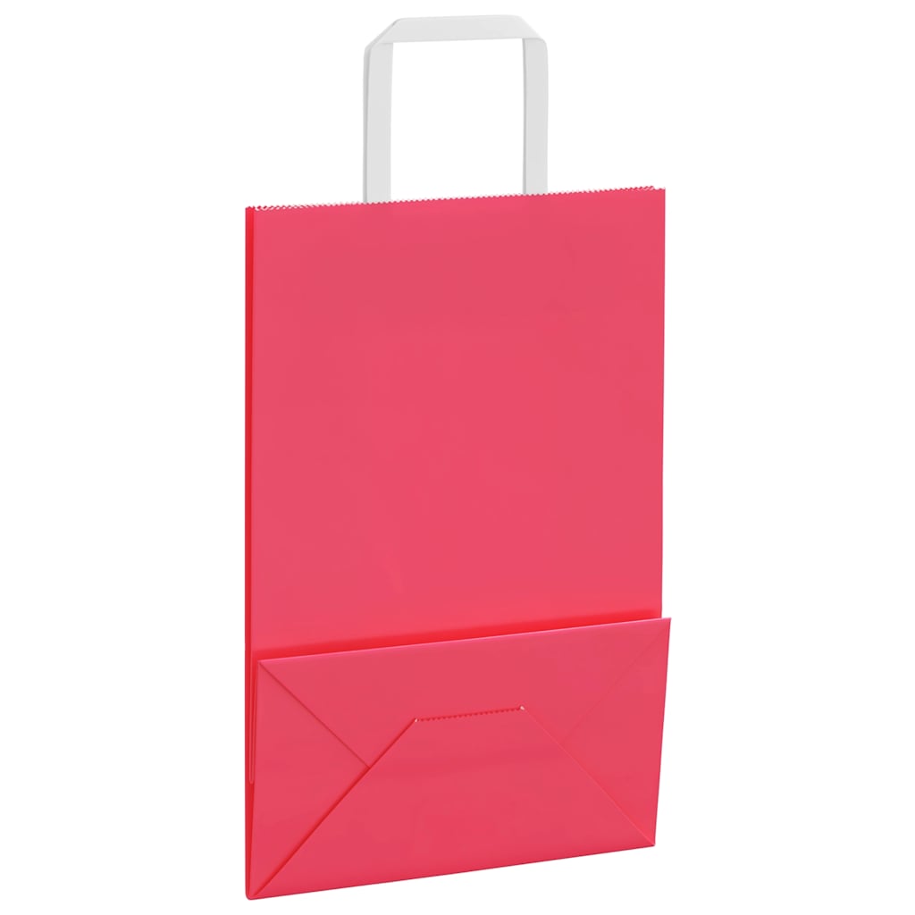 vidaXL Torby papierowe 250 szt. z uchwytami Różowe 21x11x31 cm