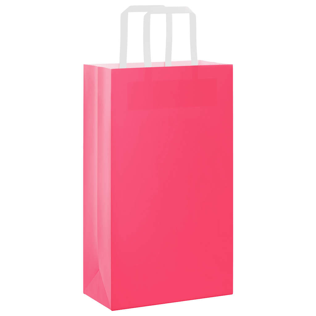 vidaXL Torby papierowe 250 szt. z uchwytami Różowe 21x11x36 cm