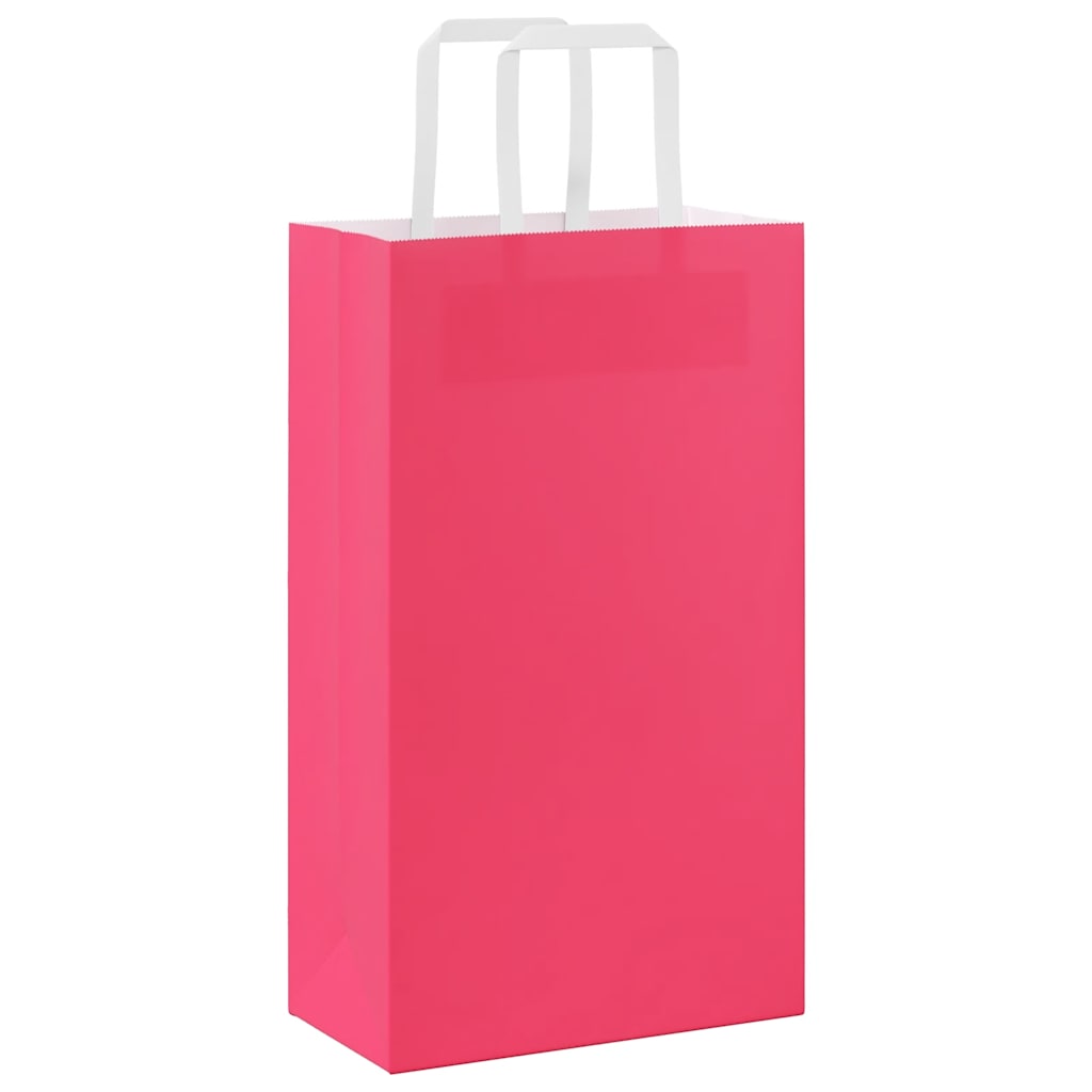 vidaXL Torby papierowe 250 szt. z uchwytami Różowe 21x11x36 cm
