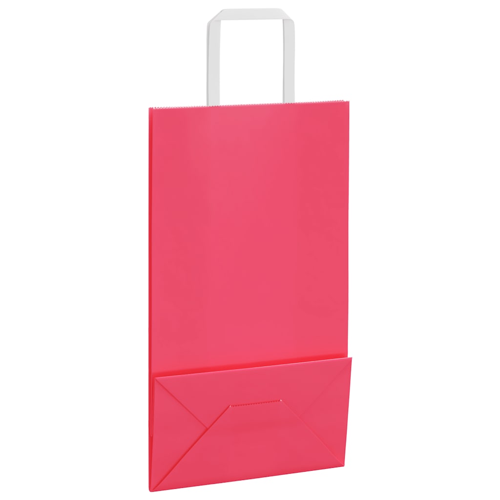 vidaXL Torby papierowe 250 szt. z uchwytami Różowe 21x11x36 cm