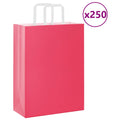 vidaXL Torby papierowe 250 szt. z uchwytami Różowe 26x12x35 cm