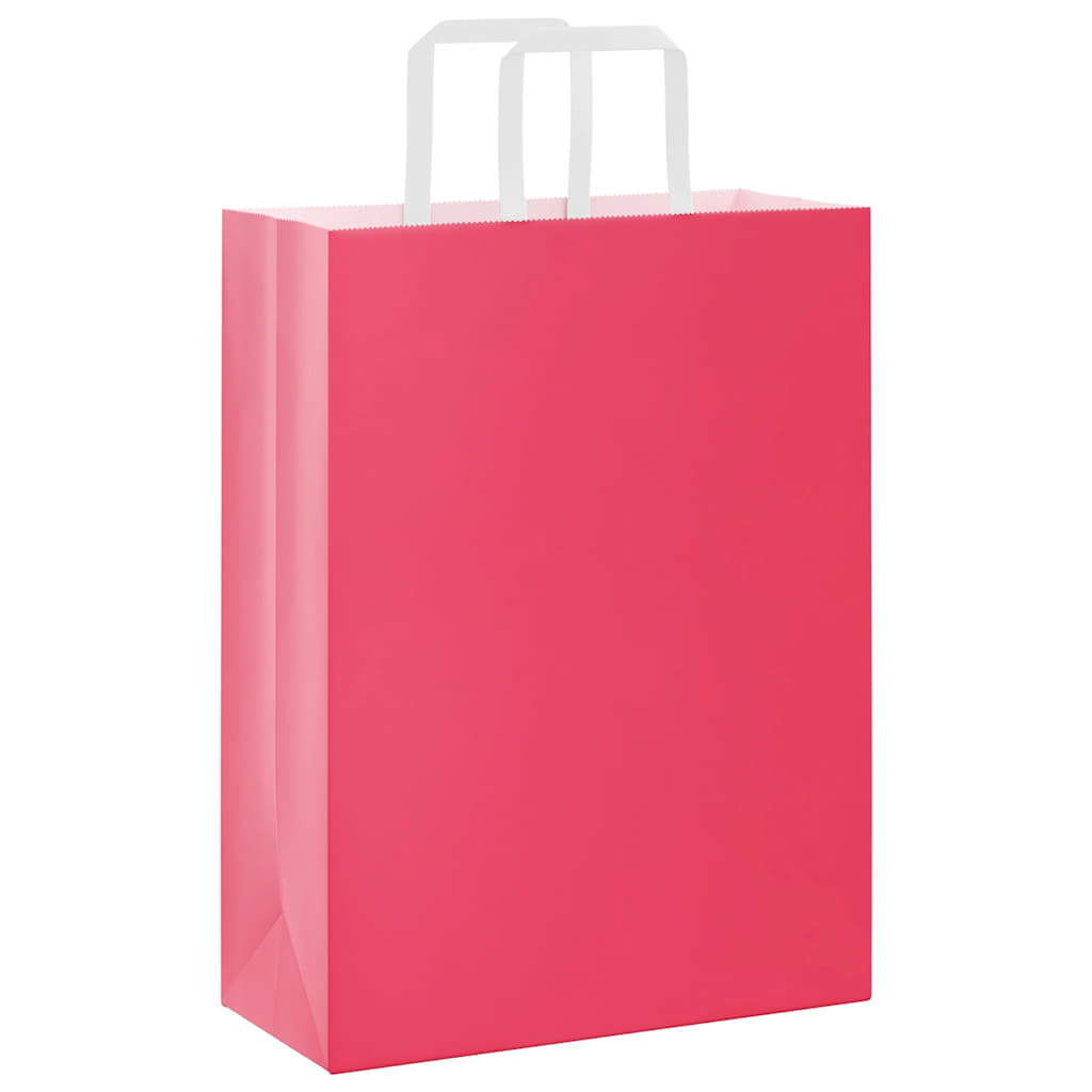 vidaXL Torby papierowe 250 szt. z uchwytami Różowe 26x12x35 cm