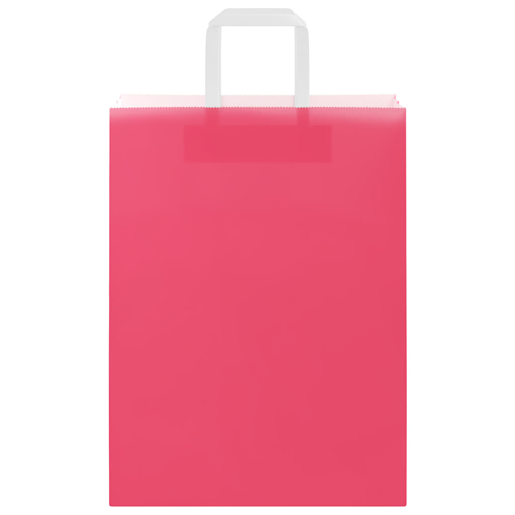 vidaXL Torby papierowe 250 szt. z uchwytami Różowe 26x12x35 cm
