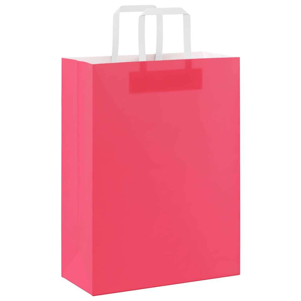 vidaXL Torby papierowe 250 szt. z uchwytami Różowe 26x12x35 cm