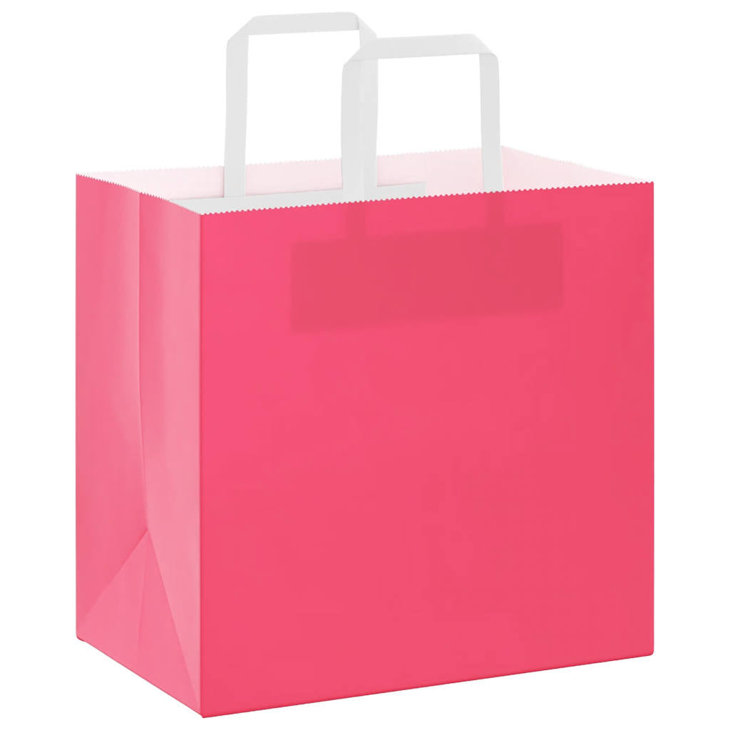 vidaXL Torby papierowe 250 szt. z uchwytami Różowe 26x17x25 cm