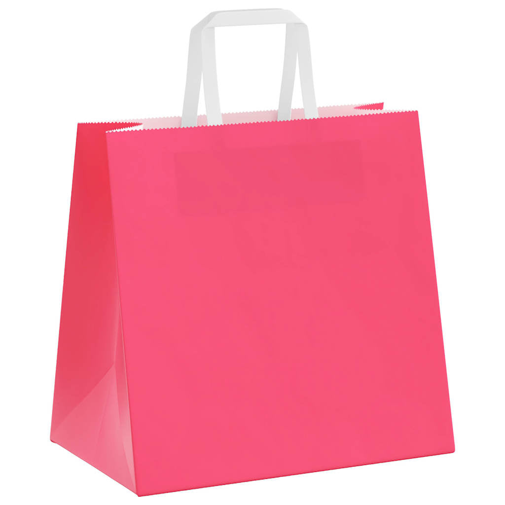 vidaXL Torby papierowe 250 szt. z uchwytami Różowe 26x17x25 cm