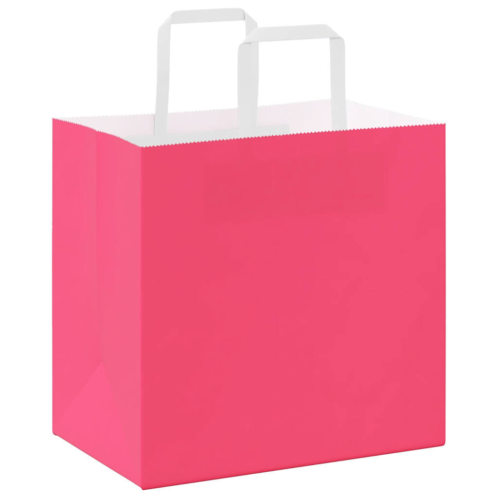 vidaXL Torby papierowe 250 szt. z uchwytami Różowe 26x17x25 cm