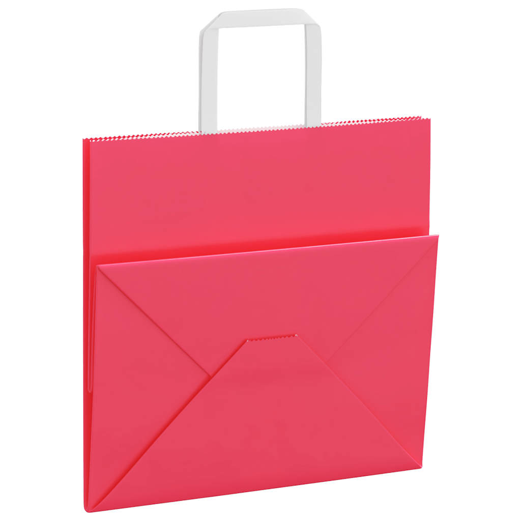 vidaXL Torby papierowe 250 szt. z uchwytami Różowe 26x17x25 cm