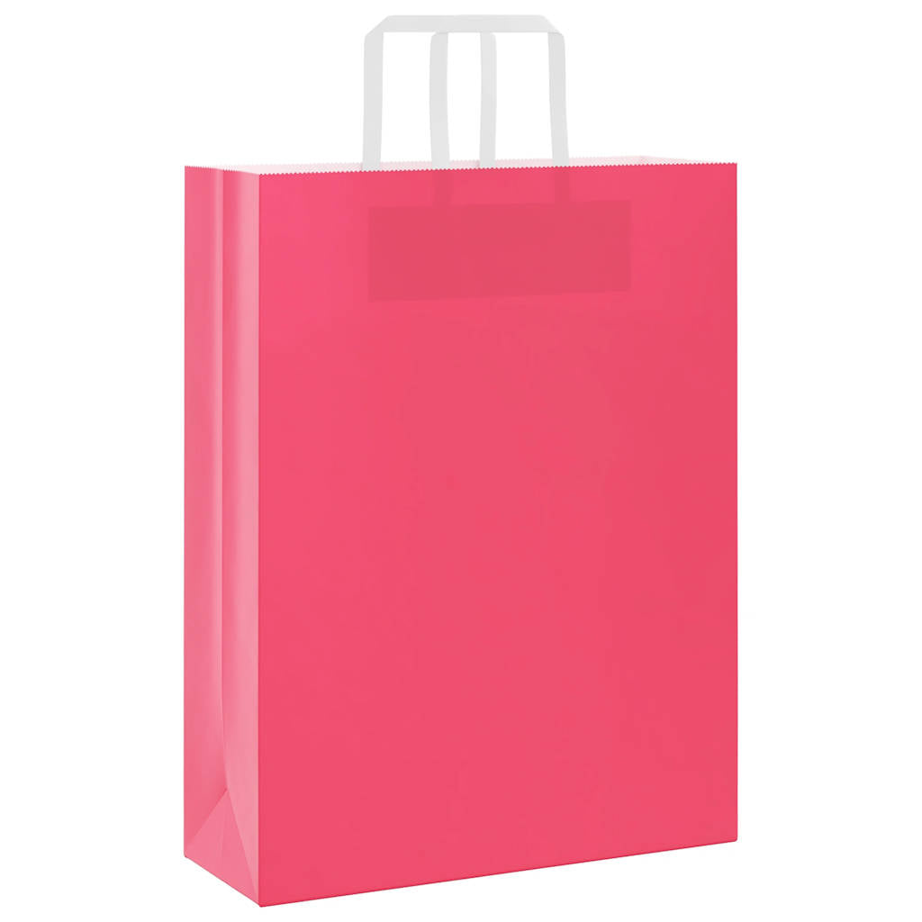 vidaXL Torby papierowe 250 szt. z uchwytami Różowe 32x12x42 cm