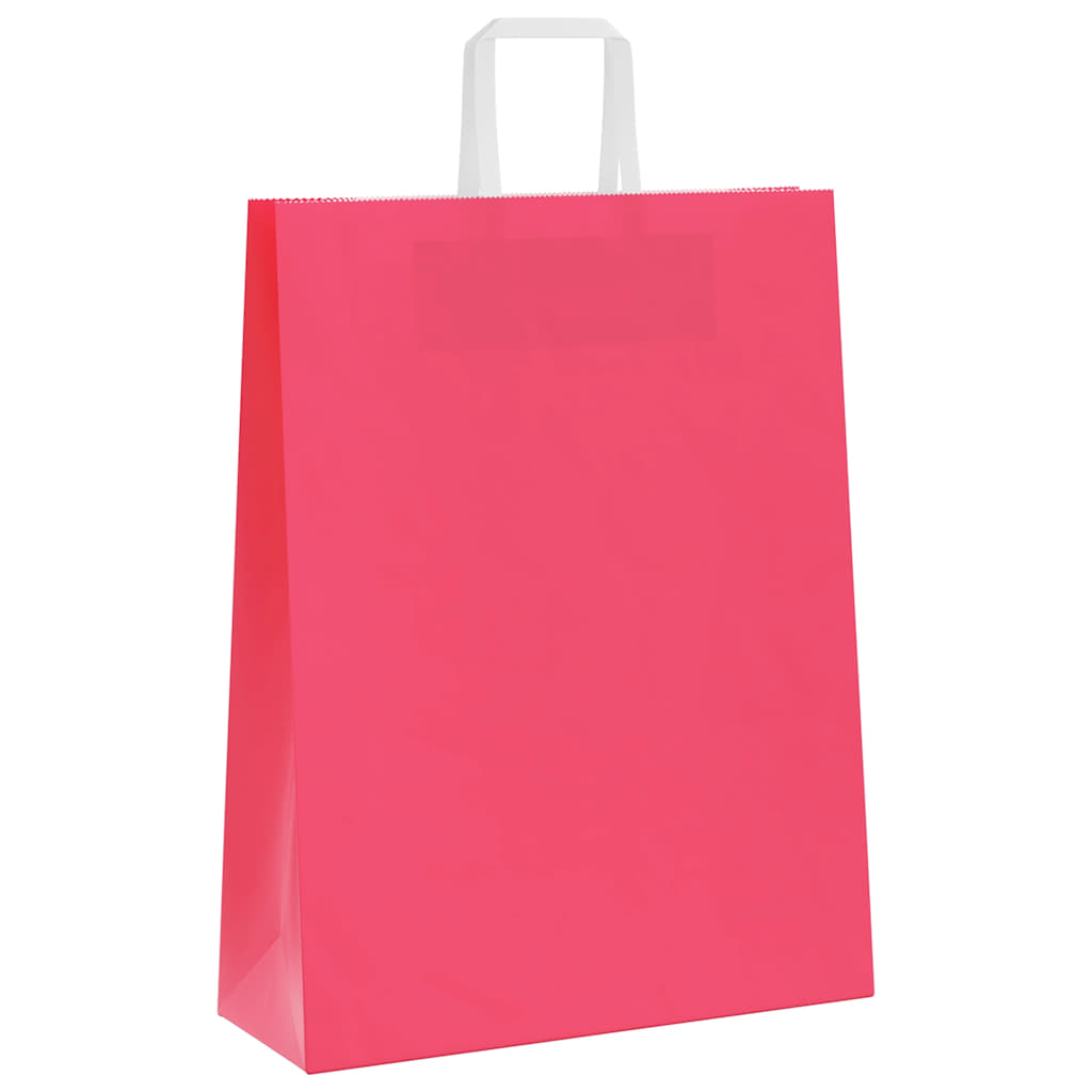 vidaXL Torby papierowe 250 szt. z uchwytami Różowe 32x12x42 cm