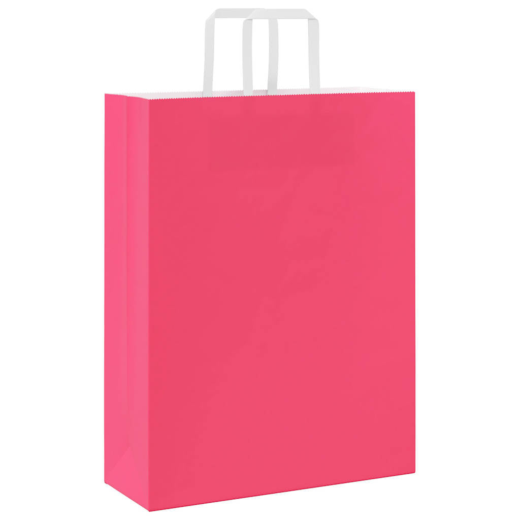 vidaXL Torby papierowe 250 szt. z uchwytami Różowe 32x12x42 cm
