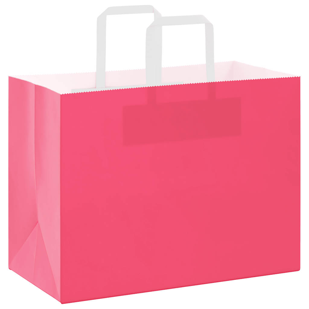 vidaXL Torby papierowe 250 szt. z uchwytami Różowe 32x17x25 cm