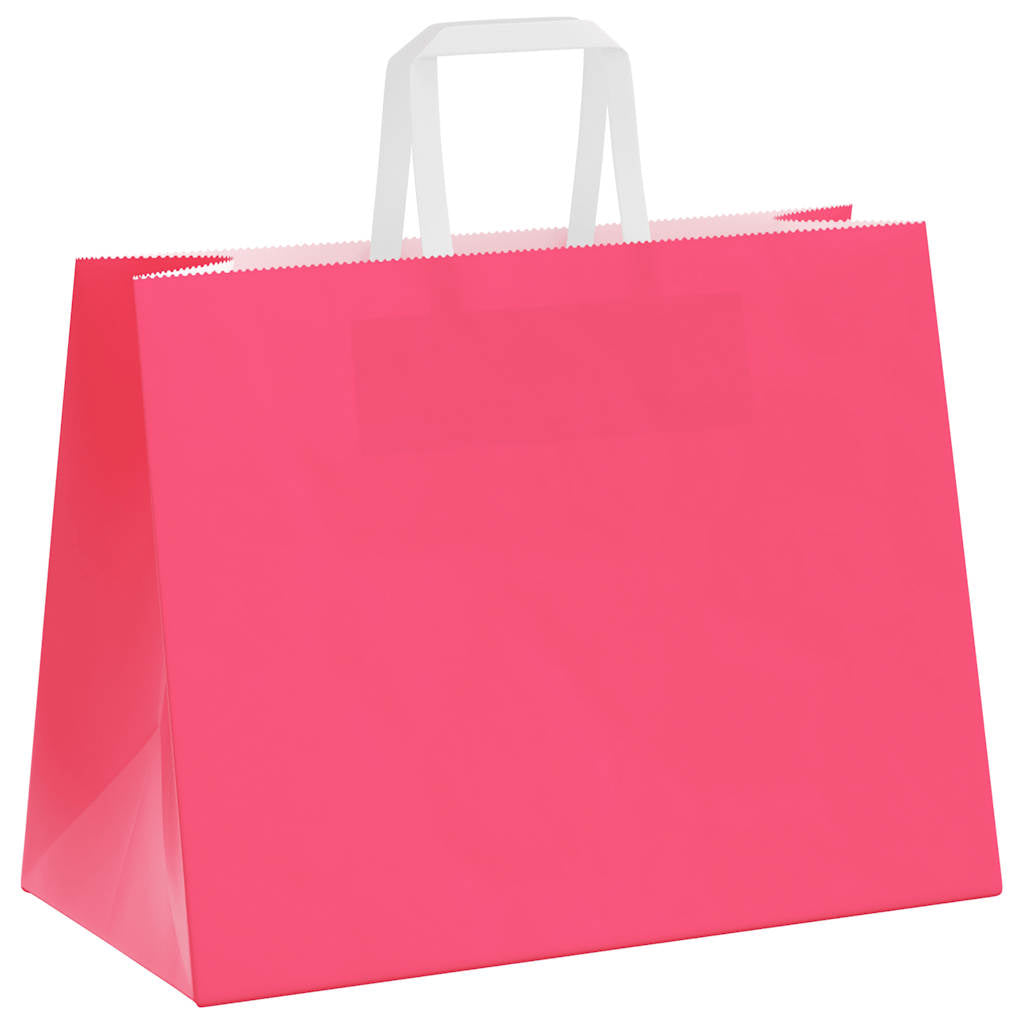 vidaXL Torby papierowe 250 szt. z uchwytami Różowe 32x17x25 cm