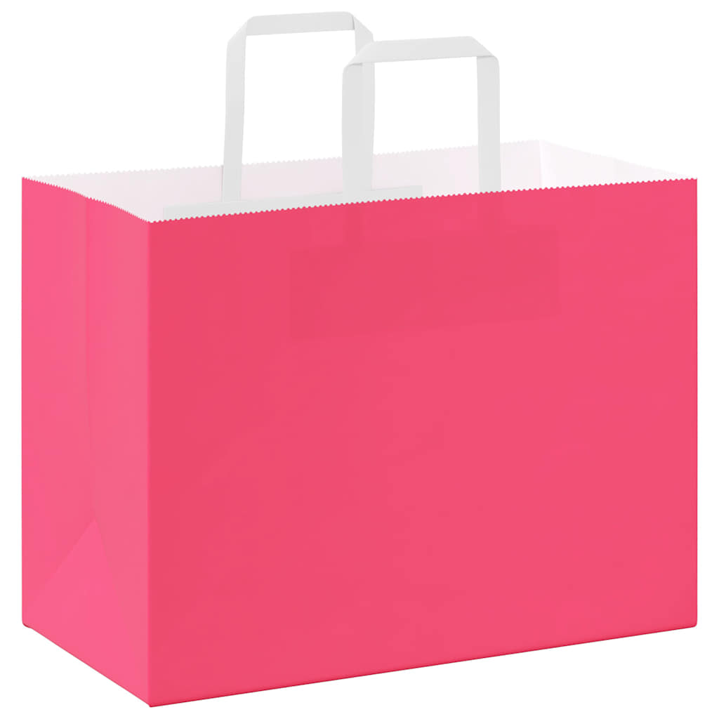 vidaXL Torby papierowe 250 szt. z uchwytami Różowe 32x17x25 cm