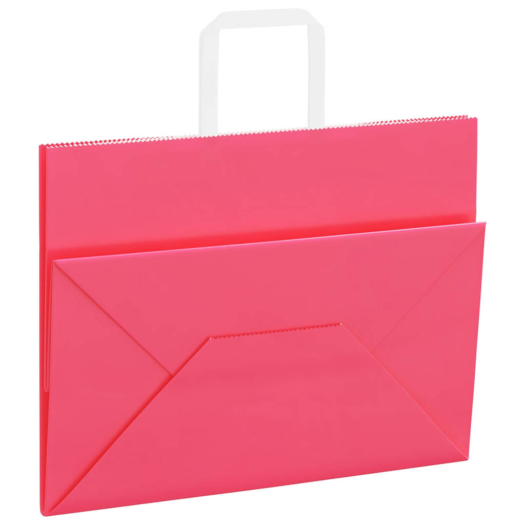 vidaXL Torby papierowe 250 szt. z uchwytami Różowe 32x17x25 cm