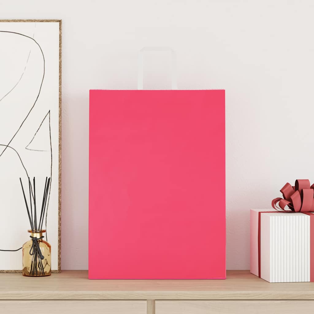 vidaXL Torby papierowe 250 szt. z uchwytami Różowe 32x17x44 cm
