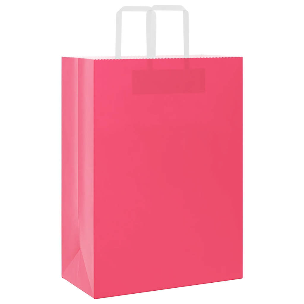 vidaXL Torby papierowe 250 szt. z uchwytami Różowe 32x17x44 cm