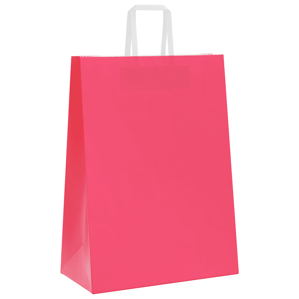 vidaXL Torby papierowe 250 szt. z uchwytami Różowe 32x17x44 cm
