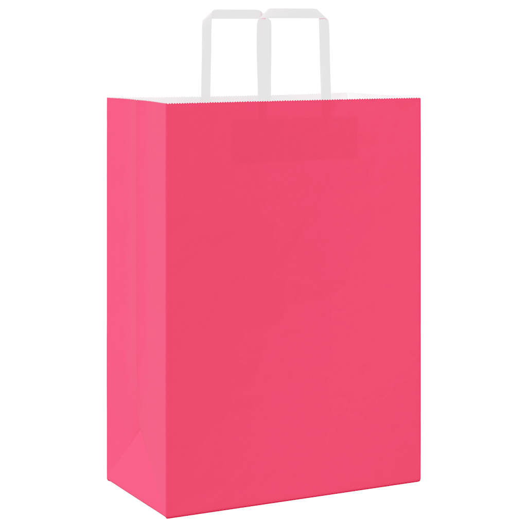 vidaXL Torby papierowe 250 szt. z uchwytami Różowe 32x17x44 cm