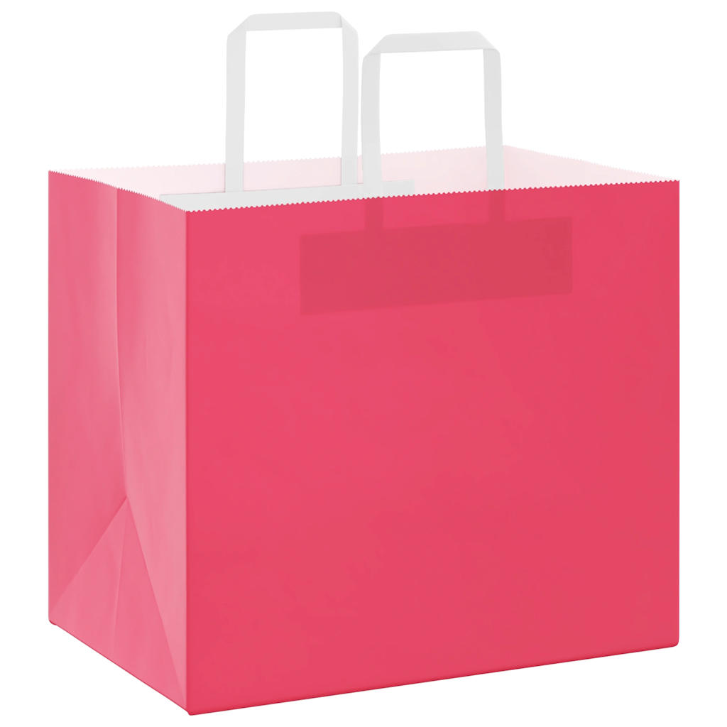 vidaXL Torby papierowe 250 szt. z uchwytami Różowe 32x22x28 cm