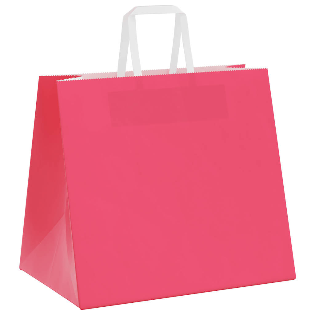 vidaXL Torby papierowe 250 szt. z uchwytami Różowe 32x22x28 cm