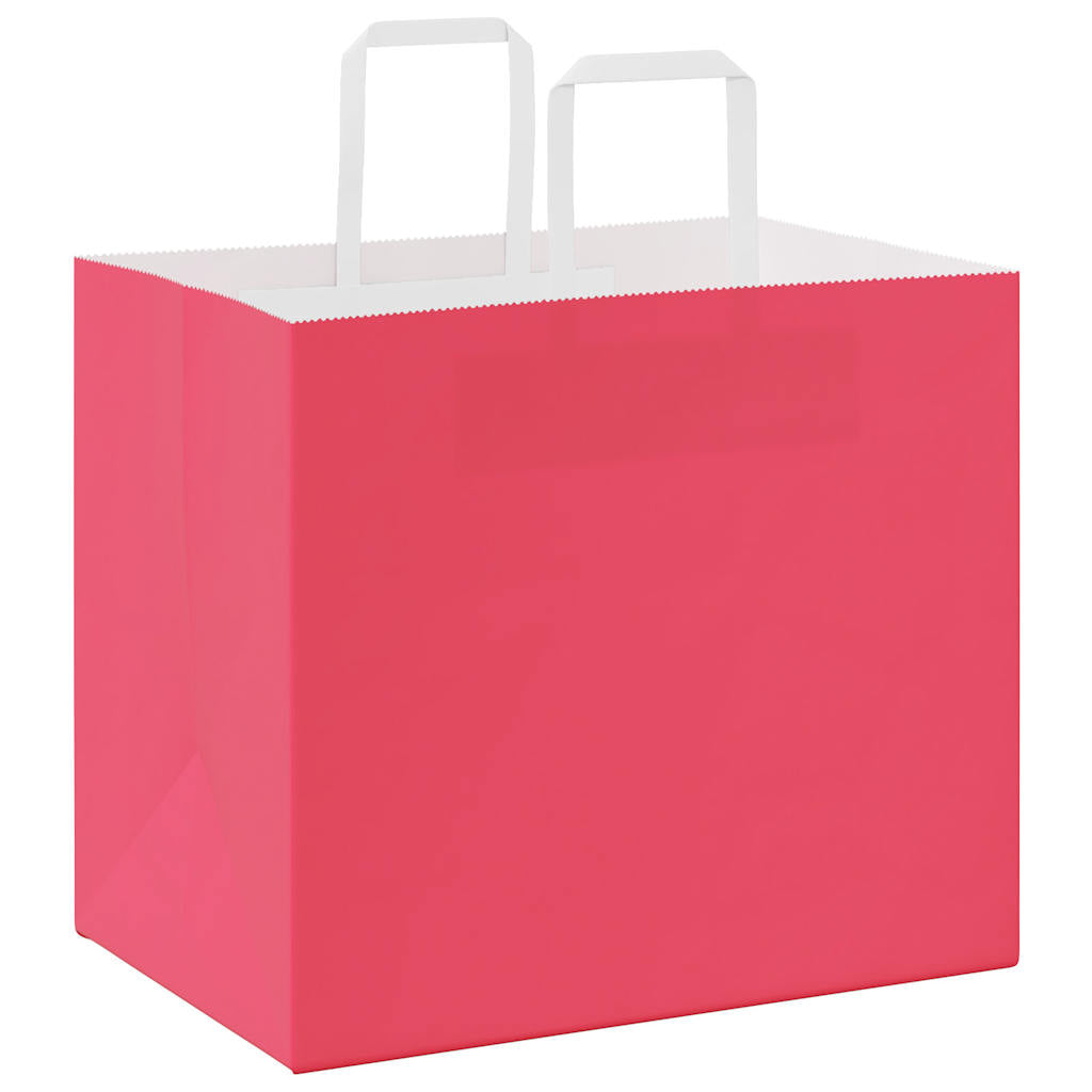 vidaXL Torby papierowe 250 szt. z uchwytami Różowe 32x22x28 cm