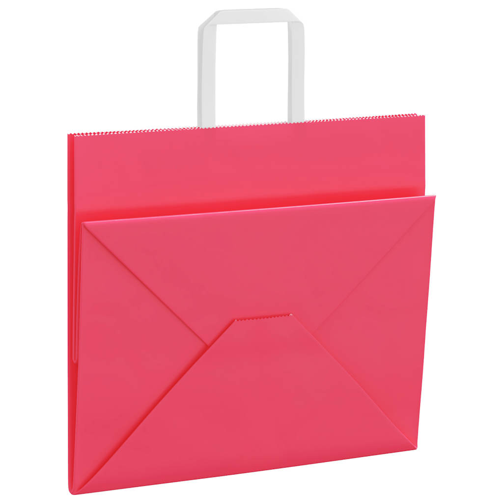 vidaXL Torby papierowe 250 szt. z uchwytami Różowe 32x22x28 cm