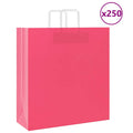 vidaXL Torby papierowe 250 szt. z uchwytami Różowe 45x17x48 cm