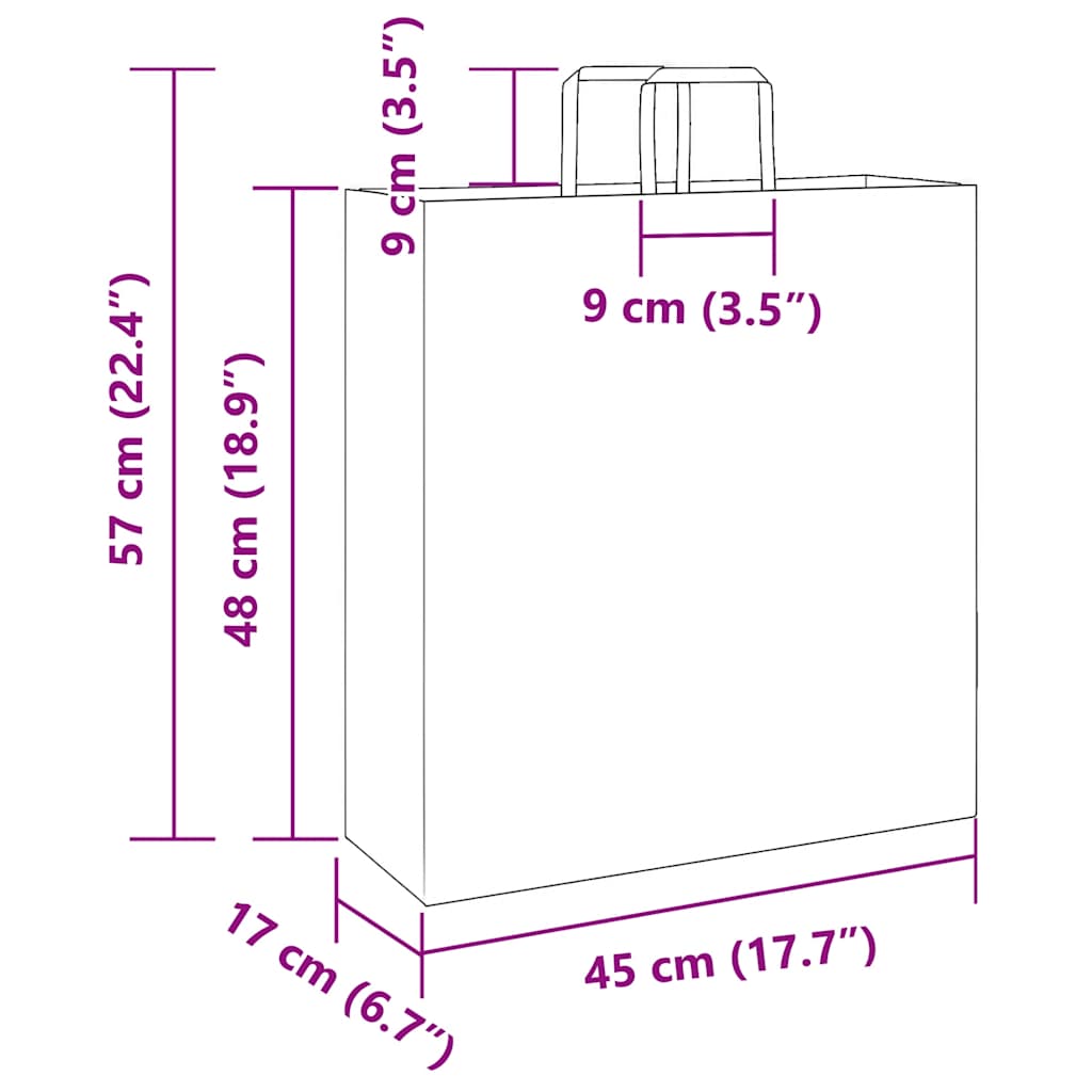 vidaXL Torby papierowe 250 szt. z uchwytami Różowe 45x17x48 cm