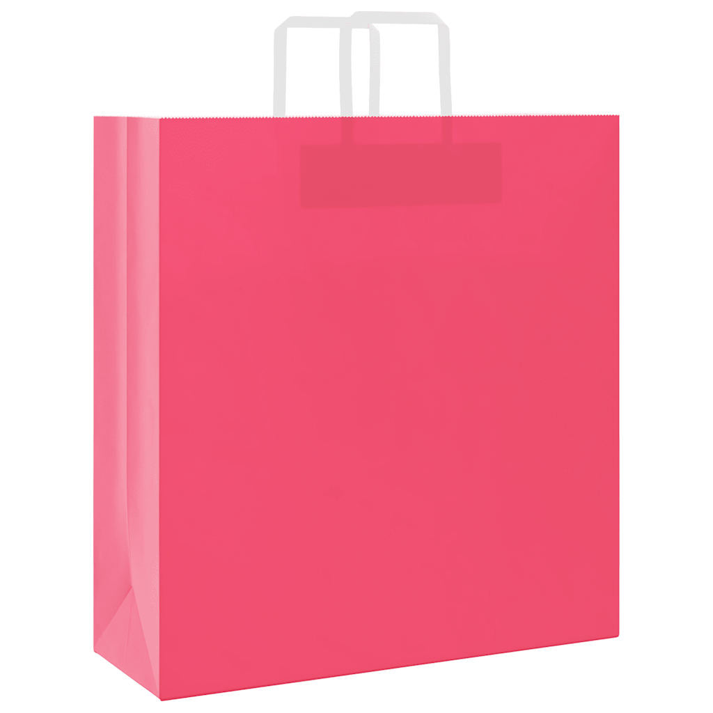 vidaXL Torby papierowe 250 szt. z uchwytami Różowe 45x17x48 cm