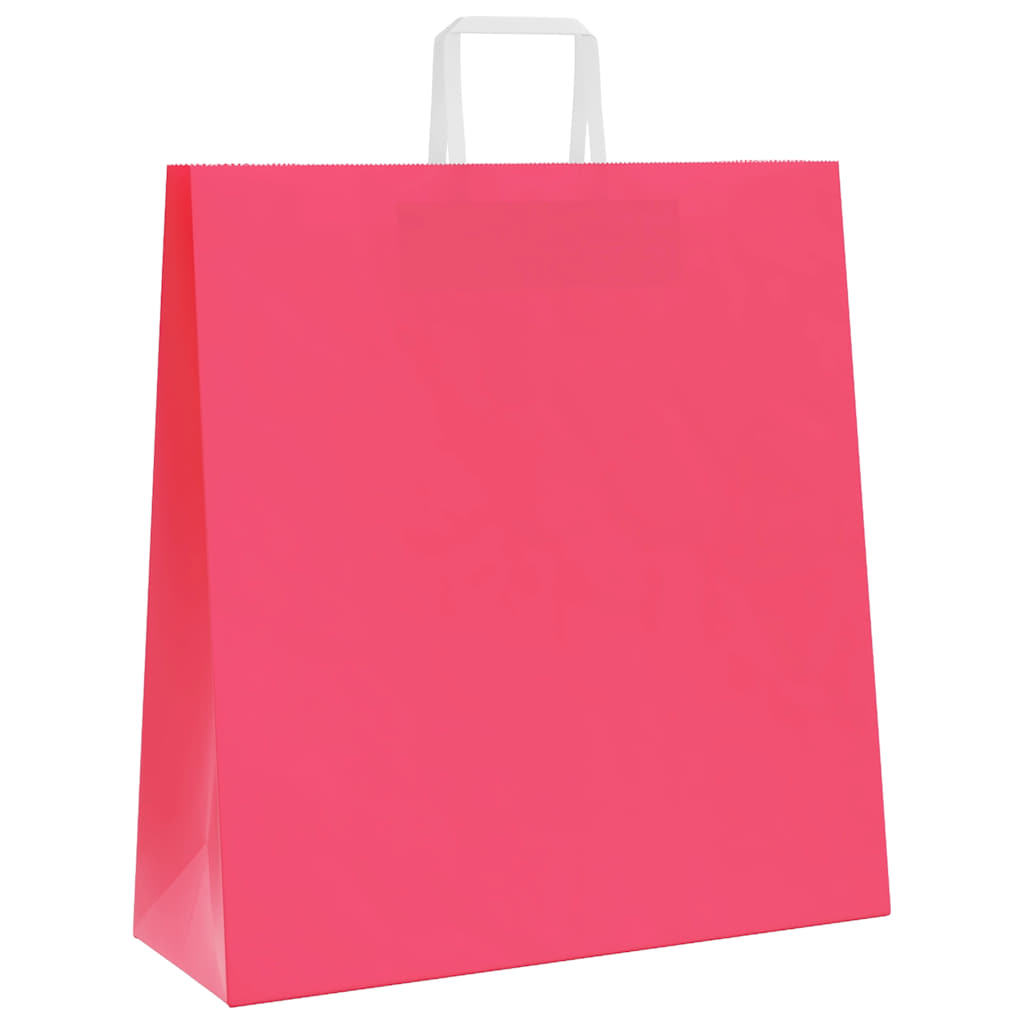 vidaXL Torby papierowe 250 szt. z uchwytami Różowe 45x17x48 cm
