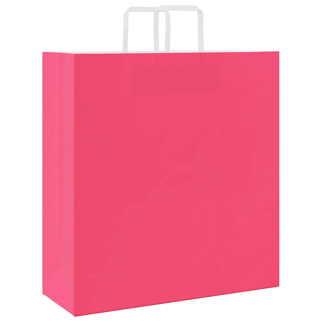 vidaXL Torby papierowe 250 szt. z uchwytami Różowe 45x17x48 cm