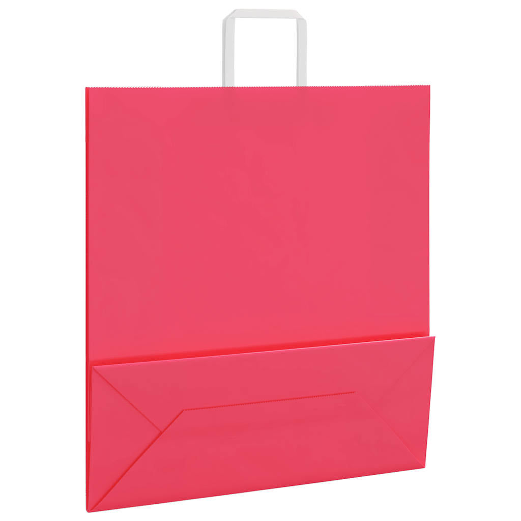 vidaXL Torby papierowe 250 szt. z uchwytami Różowe 45x17x48 cm