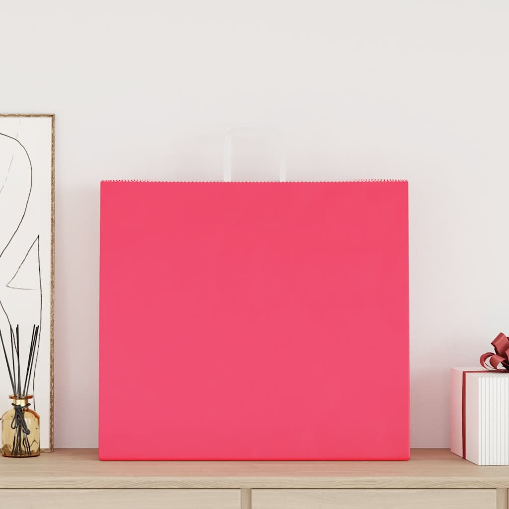 vidaXL Torby papierowe 250 szt. z uchwytami Różowe 54x15x49 cm