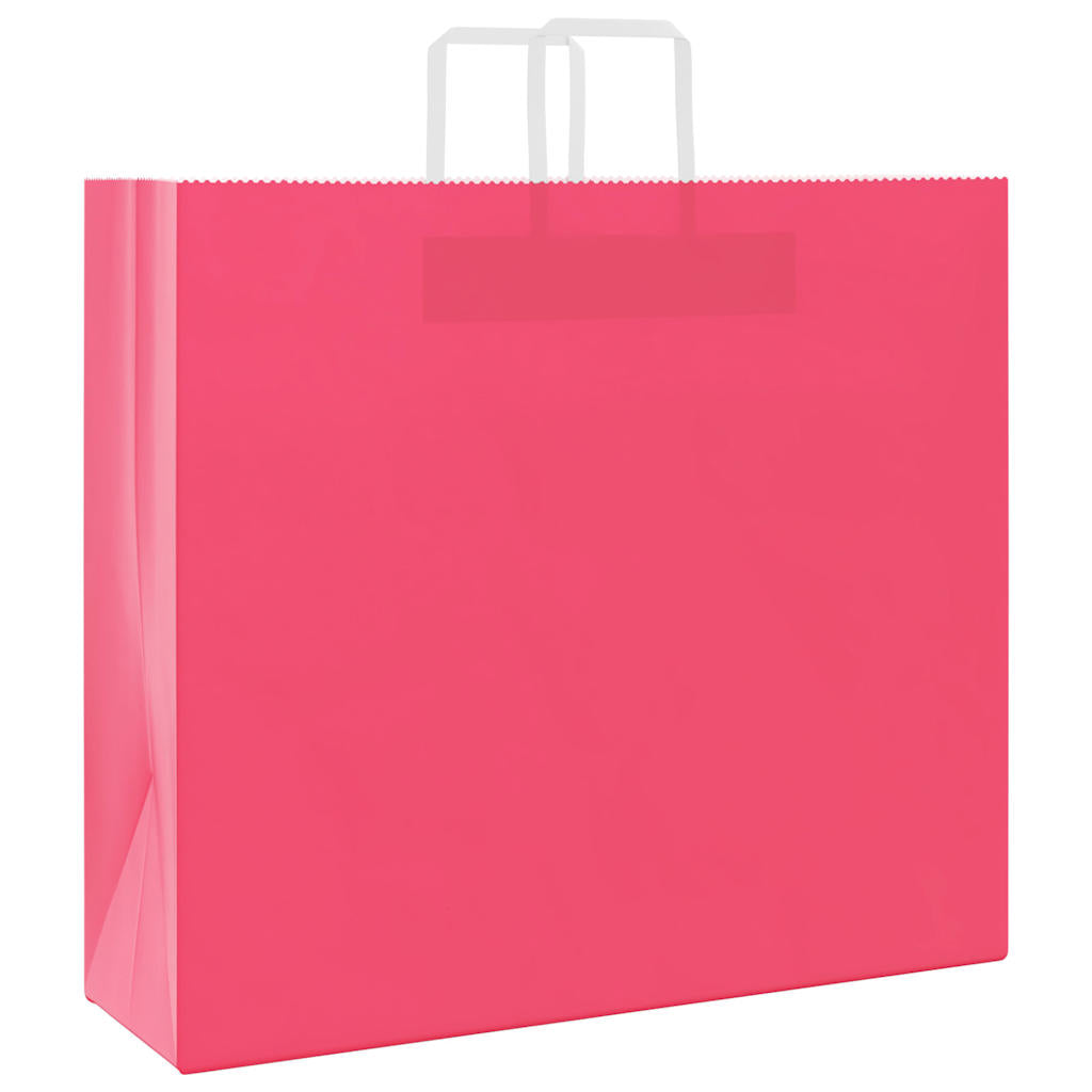 vidaXL Torby papierowe 250 szt. z uchwytami Różowe 54x15x49 cm