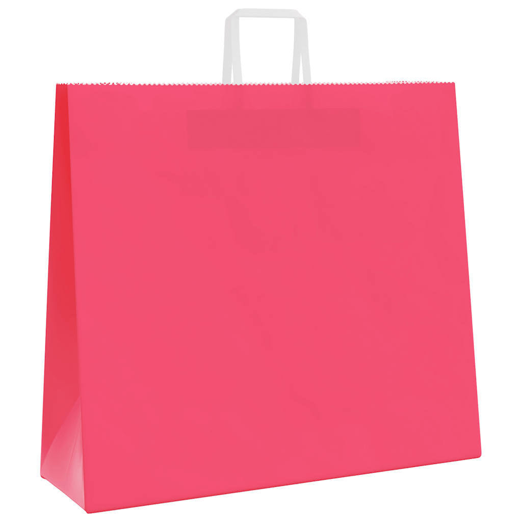 vidaXL Torby papierowe 250 szt. z uchwytami Różowe 54x15x49 cm