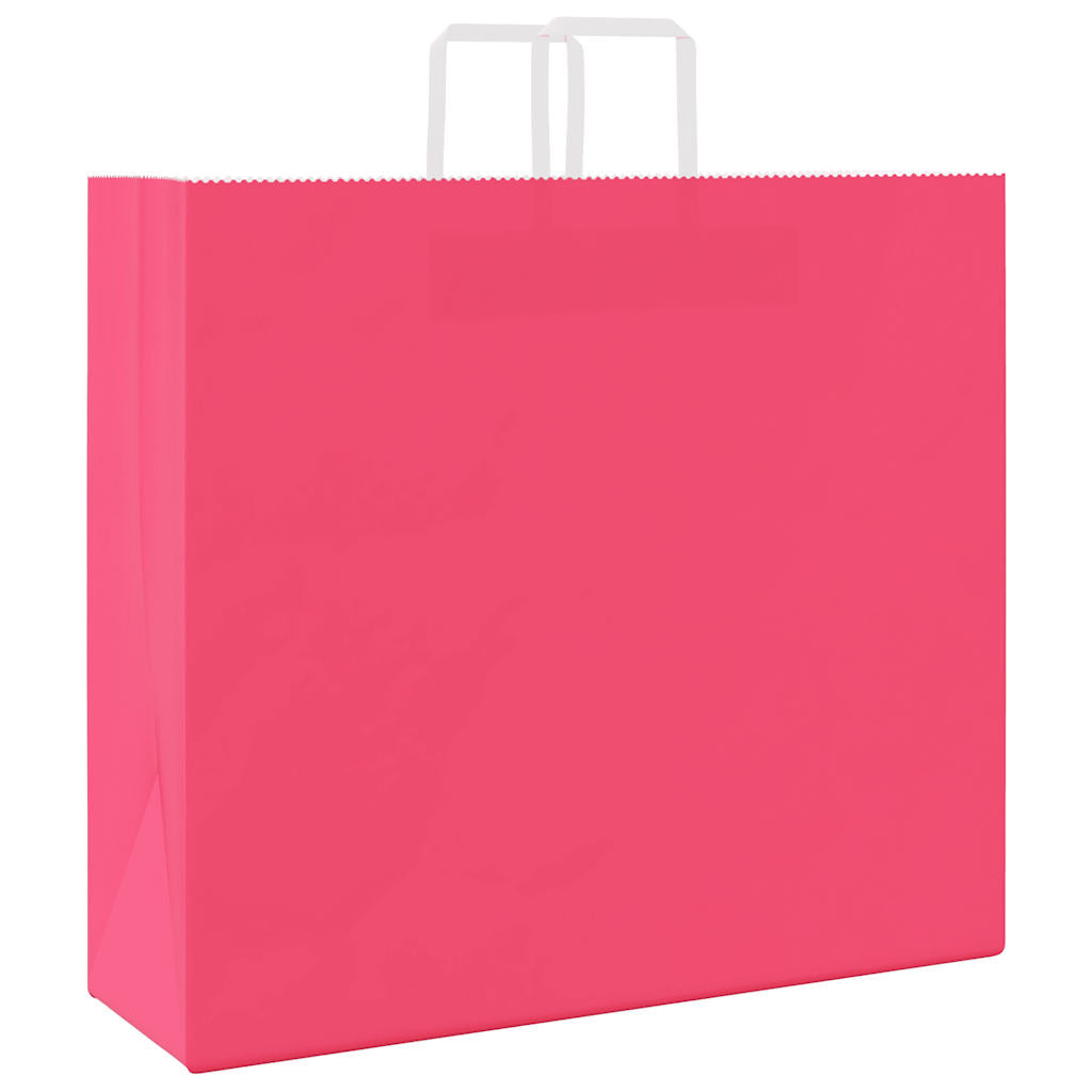 vidaXL Torby papierowe 250 szt. z uchwytami Różowe 54x15x49 cm