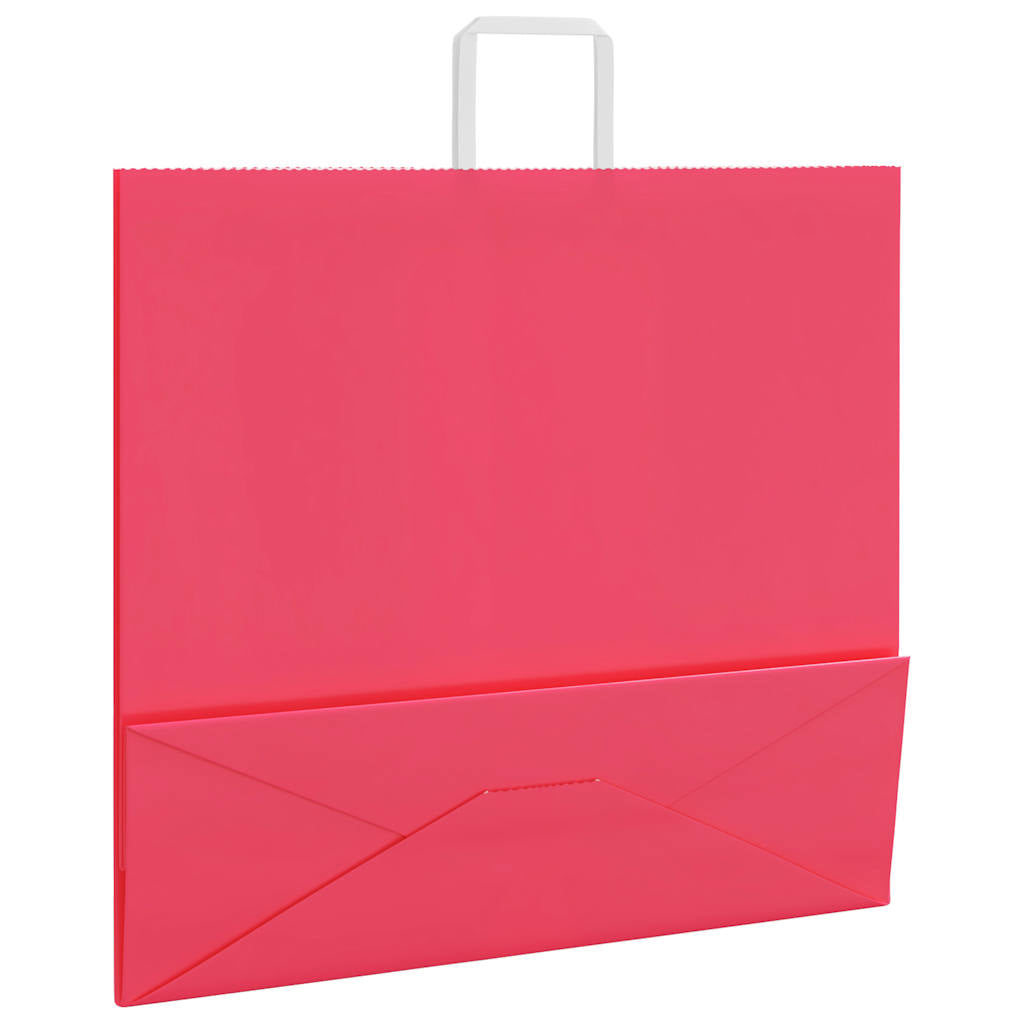 vidaXL Torby papierowe 250 szt. z uchwytami Różowe 54x15x49 cm