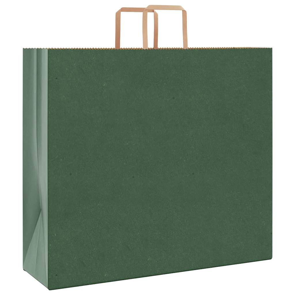 vidaXL Torby papierowe 250 szt. z uchwytami zielone 54x15x49 cm