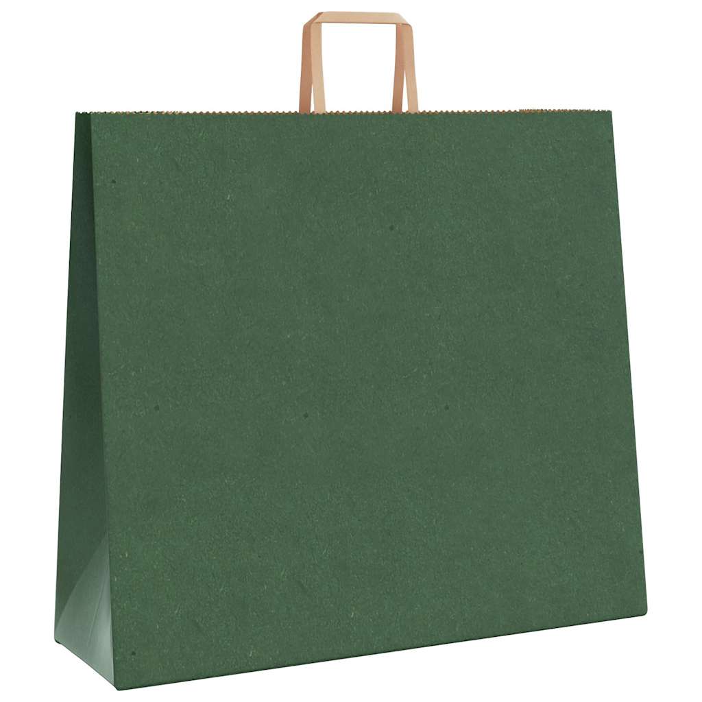 vidaXL Torby papierowe 250 szt. z uchwytami zielone 54x15x49 cm