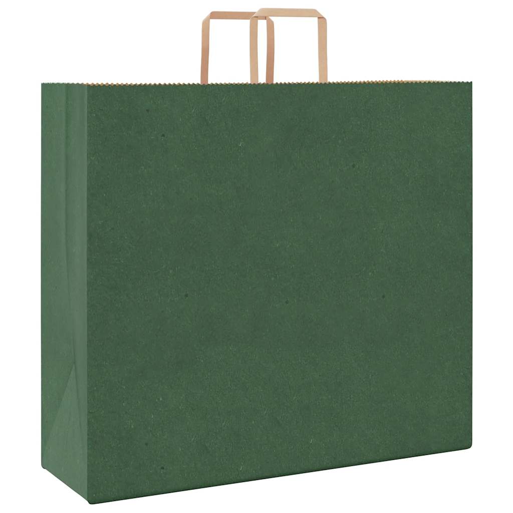 vidaXL Torby papierowe 250 szt. z uchwytami zielone 54x15x49 cm