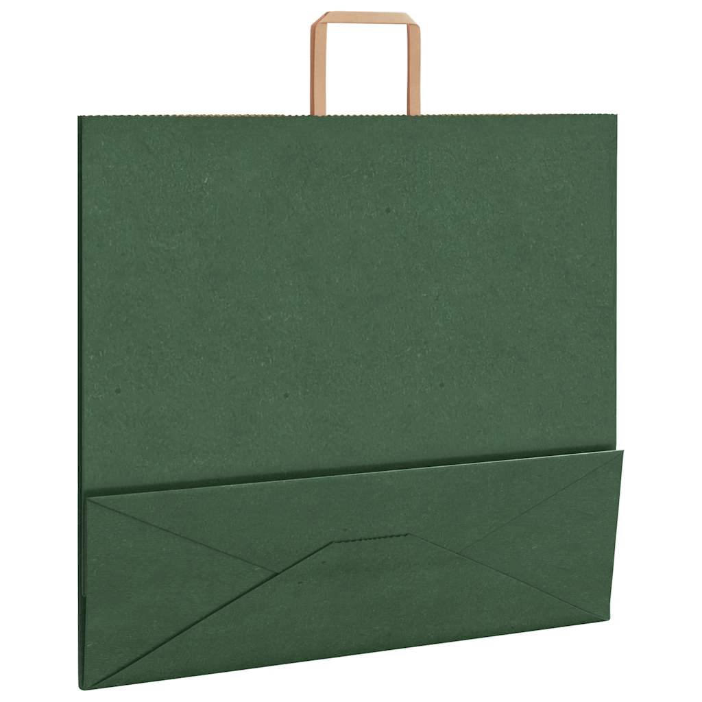 vidaXL Torby papierowe 250 szt. z uchwytami zielone 54x15x49 cm